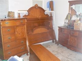 Entire Bedroom Suite= HARD TO FIND HONEY OAK= REAL WOOD