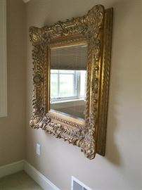   Beautiful Very Large Antique  Gilded Beveled  Mirror 