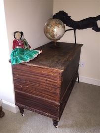 Antique Blanket Chest Circa 1850 ,  antique Native American Dolls 