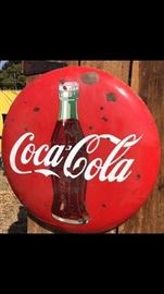 Lot 5:  36" Coca Cola Button, porcelain 50's (Estimated finish $400-500) 