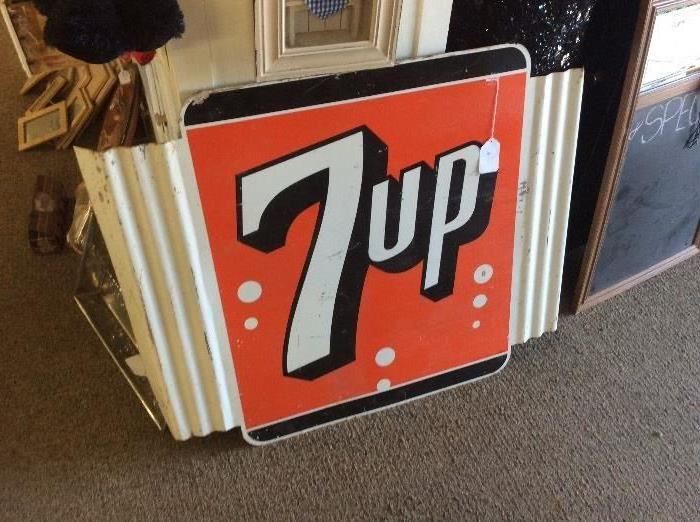 Lot 58: 1960's metal 7-up signage painted