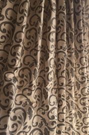 Beautiful draperies is a light background and tan  Two large panels