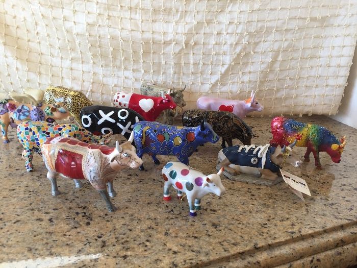 Cow collection all hand made and painted.  