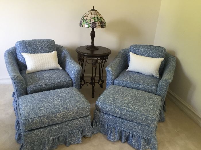 Great size club chairs with matching ottomans   