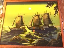 5 Old silk paintings from Japan