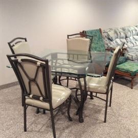 glass top table and 4 chairs