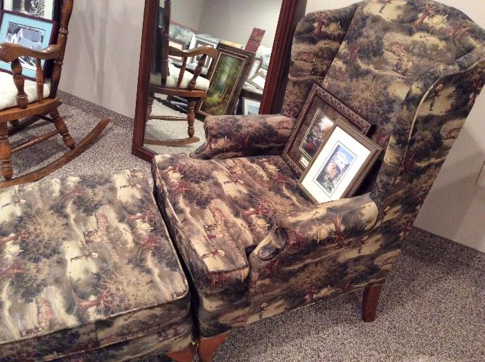 Lovely Golf Theme wing back chair and ottoman