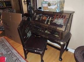 vintage oriental desk and matching chair