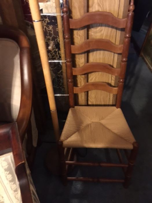 Antique Tall Back Chair with cane seat