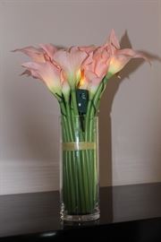 Light up calla lilies in vase