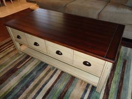 Coffee table with storage drawers - on wheels
