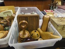 vintage & antique kitchen supplies - MO state park patches - insulators - 6 Juice O Matic's -