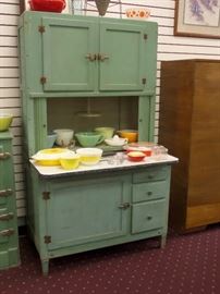 really nice Hoosier Cabinet - 2 piece - original color was gray - painted once 