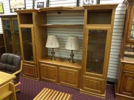 adjustable entertainment center - glass shelves 