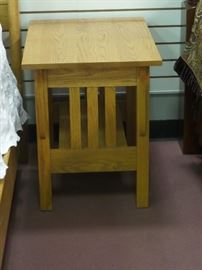 oak queen size bed & end tables - priced individually 