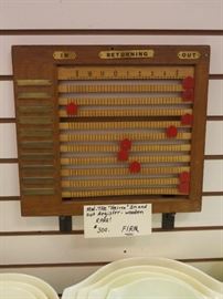 MW - The " Heirco" in and out register (wooden) very rare