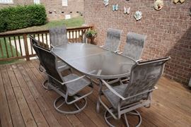 Patio table and six chairs