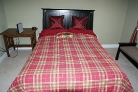 Queen headboard, side table, bench