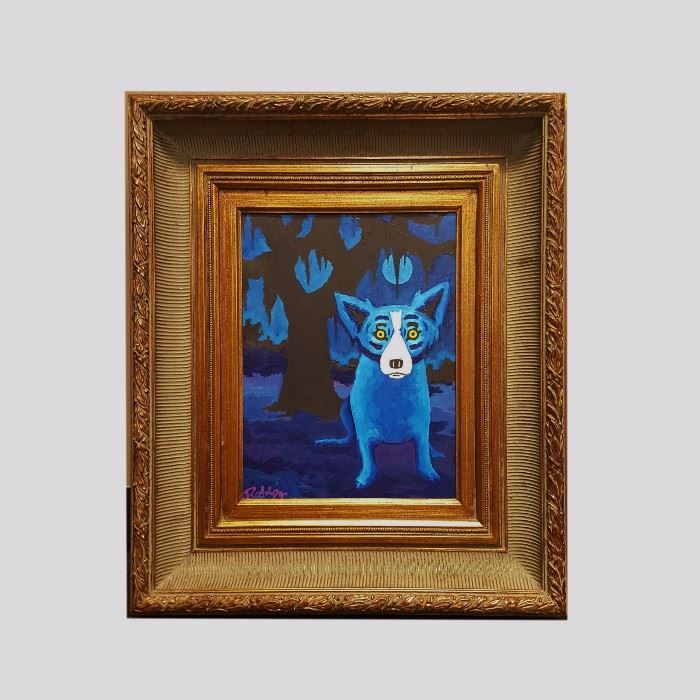 Original Blue Dog "Moon Under the Oak", Acrylic on Linen by George Rodrigue