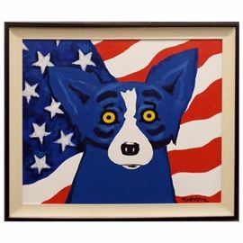George Rodrigue Original Blue Dog "United We Stand"