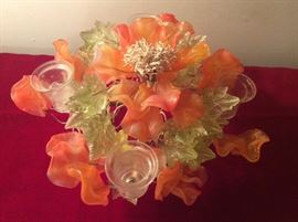 Retro glass poppy centerpiece