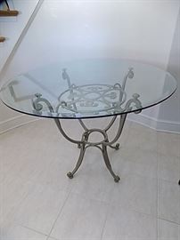 Glass and wrought iron round Hall Table