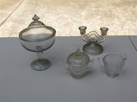 Candy dish and 3 pieces of Iris and Herringbone.