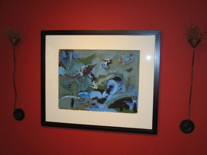 Original Cameron Booth gouache painting dated 1959.  Museum quality framed at 37" x 30 3/4".