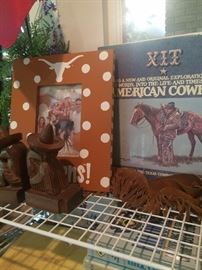 Hispanic book ends; UT frame; XIT book