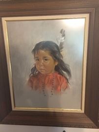 Native American child portrait by Dorothy Marie Oxborough (Canadian 1922)
