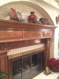 Fireplace decor and brass tools