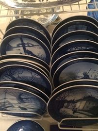 Blue & white Royal Copenhagen dated plates from Denmark
