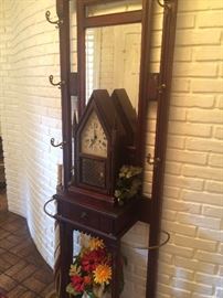 Antique hall tree and clock
