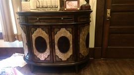 Good-looking curved-front bar/credenza