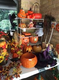 Many Halloween and fall decorations