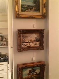 Three small original oil paintings