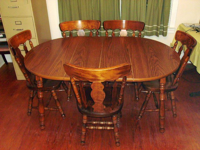 Dining room table & chairs.  Hon brand legal size file cabinet.
