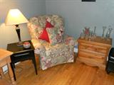 Arm Chair, Endtables and lamps