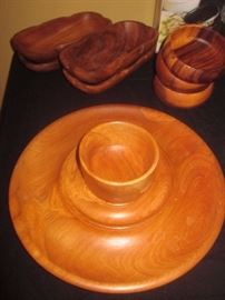 Wood platters and serving dishes 