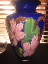 Blown floral  glass Vase, Fields & Fields 