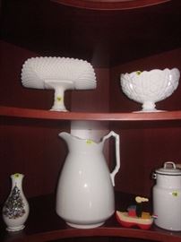 milk glass, Antique pitcher