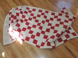 Detail of red/white checker quilt
