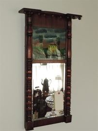 19th Century Reverse Painted Mirror - Yellow House