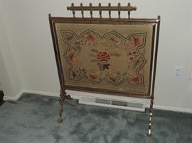 Needlework Fireplace Screen !!! Circa 1900 era
