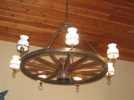 Authentic wagon wheel chandelier