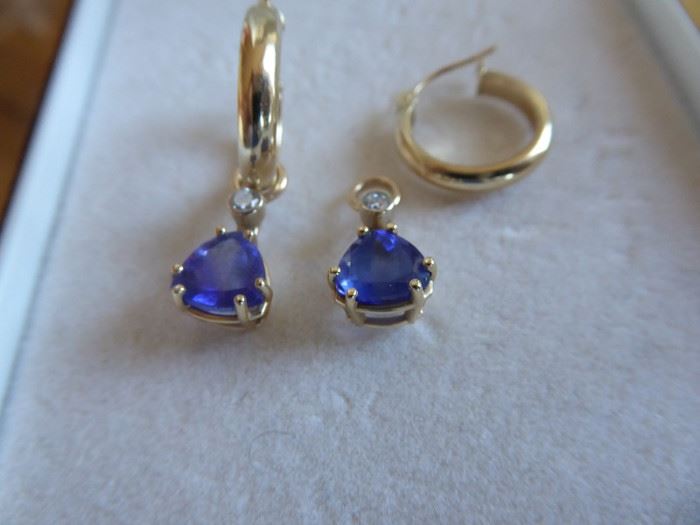 012 Pair of tanzanite, diamond earrings