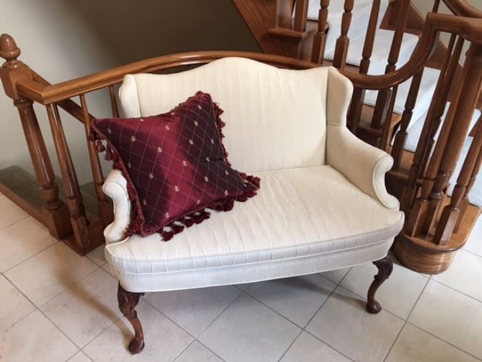 Lovely love seat setee will transform your entryway to an elegant seating area.