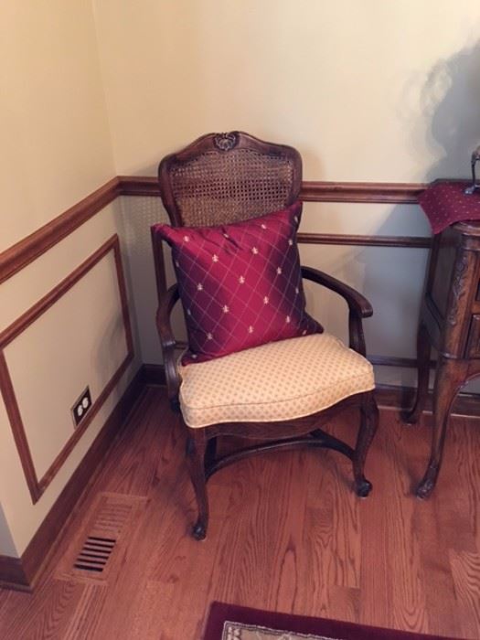 One of the dining room chairs. Nice neutral fabric will match your decor.