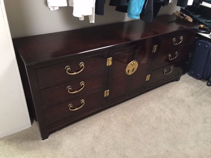 Super sturdy vintage Asian inspired dresser. There is a matching mirror. 