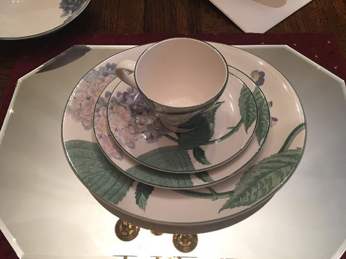 This Sango china set is gorgeous. The plates are actually oval -- even the saucer. 